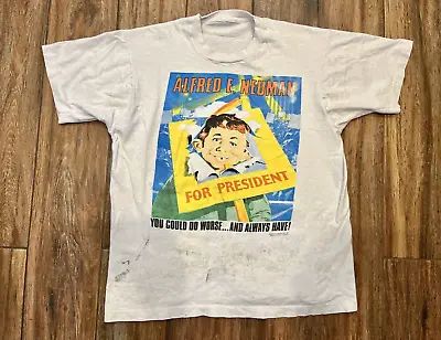 1992 Mad Magazine Alfred E Neuman For President Stanley Desantis T-Shirt Vintage • $125