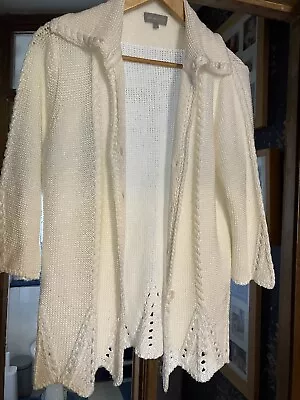 Marks And Spencer’s Stunning Per Una White Knitted Cardigan Size L • £5