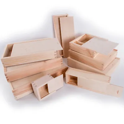 £9.95 • Buy Wooden Storage Boxes With Sliding Lid / Photo Pendrive Memory Keepsake Boxes 