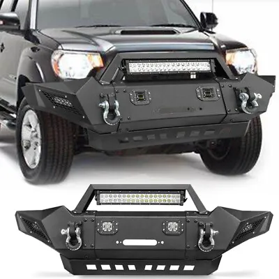 $605.99 • Buy Fits 2005-2015 Toyota Tacoma Front Bumper Steel With LED Lights And Winch D-ings