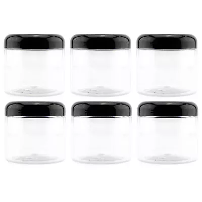 16oz Clear Plastic Jars W/ Domed Lids 6pk BPA Free PET Stackable Straight Sided • $15.99