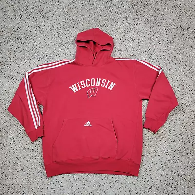 $16.95 • Buy Wisconsin Badgers Hoodie Mens Medium Red Sweatshirt Spell Out Football NCAA A1*