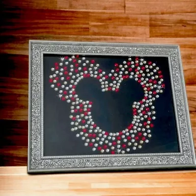 Minnie Mouse Or Micky Mouse Bling Design Framed Picture Handmade • £14.99