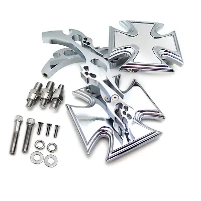 Maltese Cross Running Acrylic Mirrors For Harley Dyna Wide Glide Chrome • $42.76