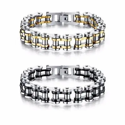 14MM SOLID Stainless Steel Motorcycle Bike Chain Design Bracelet Men's Jewelry • $8.99