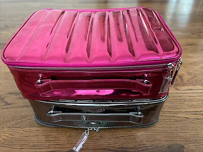 2xLancome Luxurious Makeup Train Case Travel Storage Bag In Metallic • $19.90