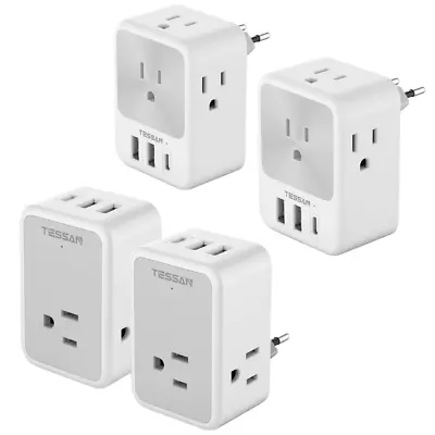 2-Pack European Travel Power Plug Adapter With Multi Outlet USB C To Spain Italy • $20.99