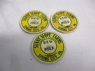 3 Sunny Slope Farms Spring City PA Latshaw Cardboard Inset Milk Bottle Caps • $5