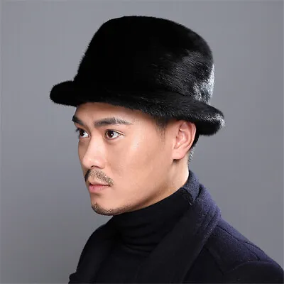 Men's Real Whole Mink Fur Hat Thicken Winter Warm Basin Cap Fashion Handsome • $99.78