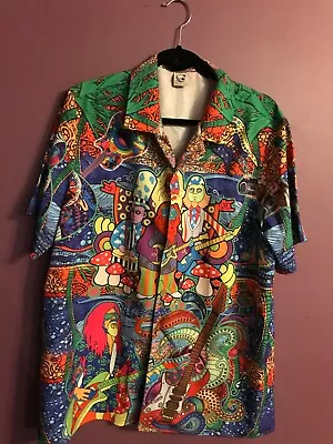 Harddaddy Shirt Ailen Hippy Festival Short Sleeve Size L Psychedelic Print • $19.99