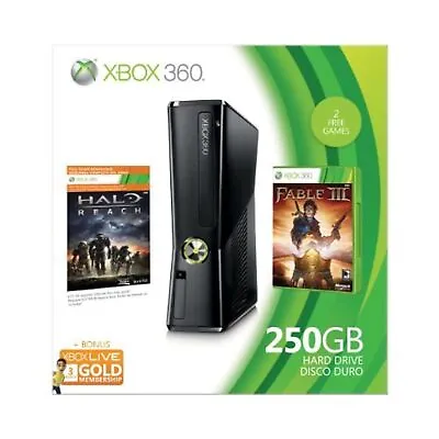 Xbox 360 250GB Value Bundle Halo Reach Fable 3 Very Good 1Z • $156.74