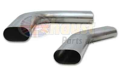 2.5  And 3  Oval Exhaust Mandrel Bend Pipe Stainless Steel Flat Sided 45 90 Deg • £44.99