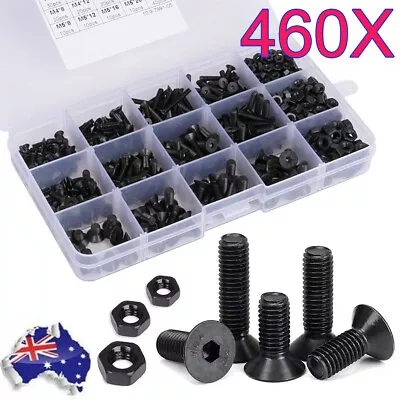 460pc Flat Head Socket Cap Screws Countersunk Bolts Nuts M3 M4 M5 Assortment Kit • $24.89