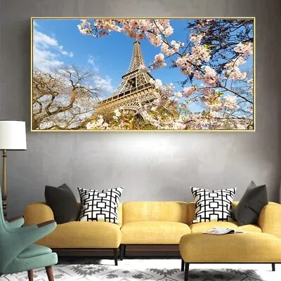 Print Romantic City Paris Eiffel Tower Landscape Canvas Painting Canvas Wall Art • $24.43