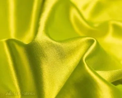 £13.54 • Buy Neon Yellow 4 Way Stretch Silky Satin Fabric By Yard Thick Satin