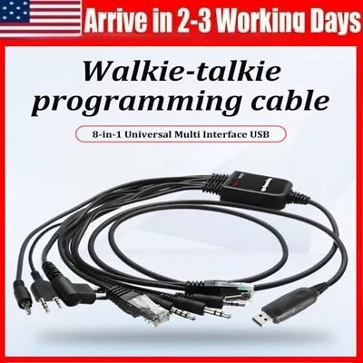 8in1 USB Programming Cable Cord With CD For Baofeng Motorola Kenwood HYT Radio • $15.31