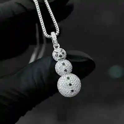 2Ct Round Cut Real Moissanite Snowman Men's Charm Pendant 14K White Gold Plated • $161.99