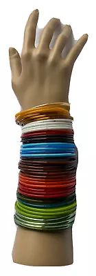 43 Vintage Plastic Bangles Skinny Bracelets Multi-Color 80’s Teens Small Opening • $29.99