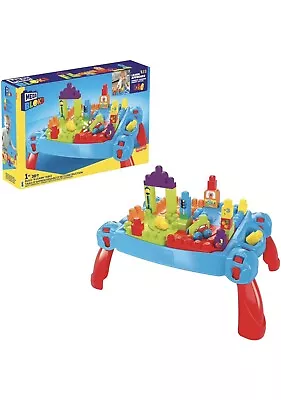 Mega Bloks Build 'N Learn Table Blue & Red Building  Toy Boys Girls Unisex New • £24.75