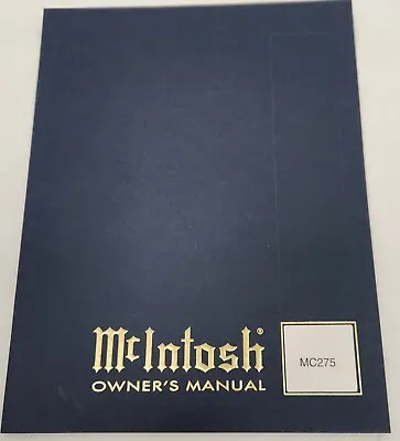 McIntosh MC-275 Owner's Manual • $13.95