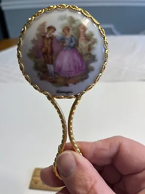 Vintage Signed Porcelain LIMOGES FRANCE Small Victorian Revival Old Hand Mirror • $28.99