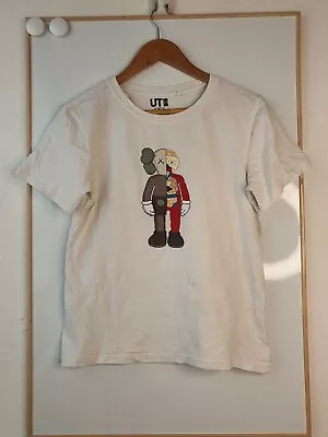 Kaws X Uniqlo Shirt Mens Size Extra Small White Flayed BFF Companion Summer 2019 • £17.54