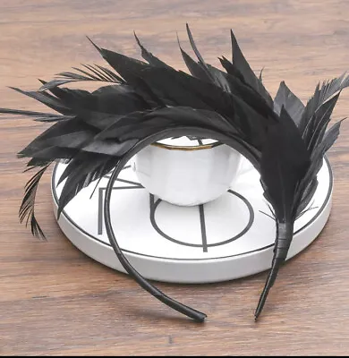 $20.95 • Buy Black Feather Headband Races Wedding Party Hair Accessories Fashion Fascinator