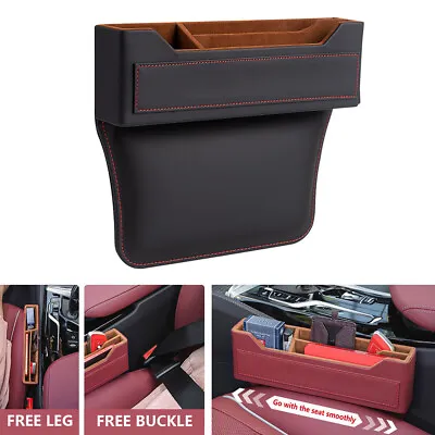 $29.99 • Buy Universal Car Seat Gap Filler Premium PU Full Leather Storage Box Pocket Black
