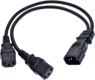 30cm C14 To 2 X C13 IEC Mains Power Y Splitter Cable Kettle Lead PC Monitor 10A • £7.75