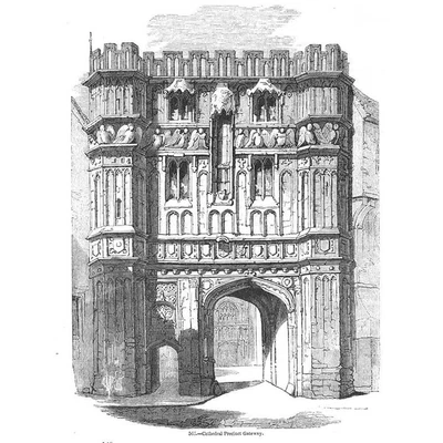 £5.99 • Buy CANTERBURY CATHEDRAL Kent, The Precinct Gateway - Antique Print 1845