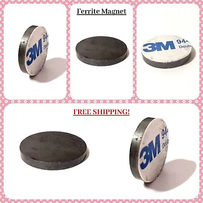 Round Ferrite Disk Magnet Shape Strong Black Craft Self Or Non Adhesive DIY • £0.99