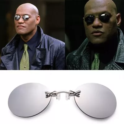 The Matrix Morpheus Frameless Clip On Nose Round Rimless UV400 Sunglasses Glass  • $8.81