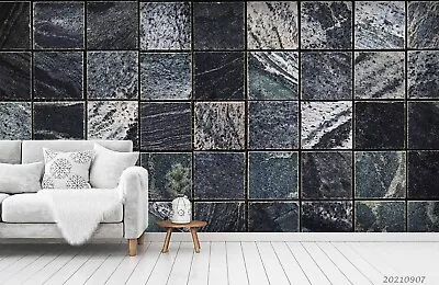 3D Marble Square Line Crack Black Self-adhesive Removeable Wallpaper Wall Mural1 • $224.99