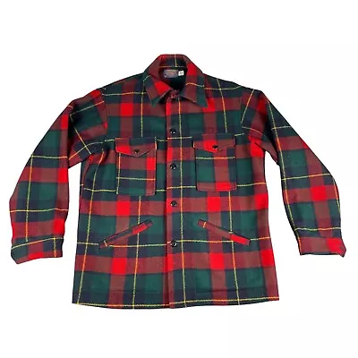 PENDLETON Jacket Men's Medium Mackinaw Cruiser Wool Red Plaid Coat USA MADE VTG • $200