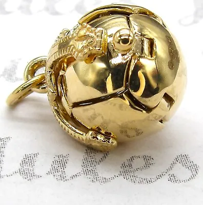 Solid 9CT Yellow Gold Masonic Ball Orb Fob 925 Silver Interior Opens To Cross • $304.91