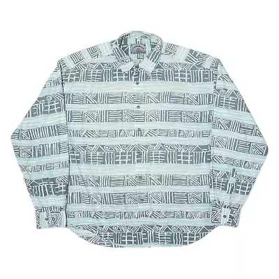 VICTORIAN Mens Shirt Green Crazy Pattern Long Sleeve XL • £14.99