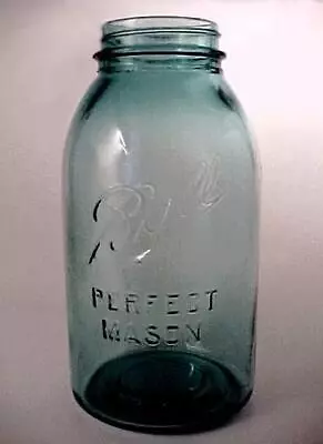 Ball Perfect Mason Half Gallon Canning Jar #4  Blue Glass Vintage 2 Quart 52 Oz • $9.95