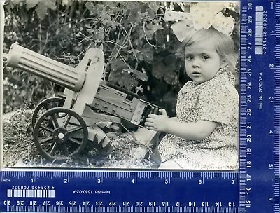 Vintage Interest Photo Girl Cannon Military Uniform Maxim System Machine Gun • $34