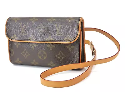 Authentic LOUIS VUITTON Florentine Monogram Waist Belt Pouch #56510 • $449.10