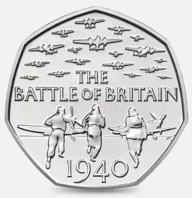  UK 50p Coin 2015 Battle Of Britain 1940 Spitfire Bomber Plane WWII Fifty Pence  • £2.55