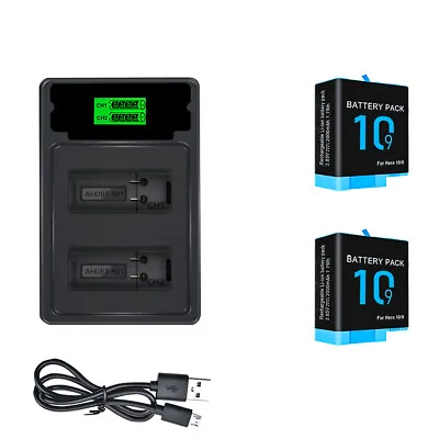 For Hero Battery For GoPro Hero 9 10 2-Channel Battery Charger+2pcs Battery • $16.99