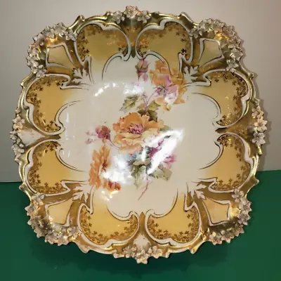 Antique Rs Prussia Square Porcelain Bowl Point & Clover Heavy Gold • $89.99