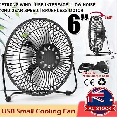 $13.99 • Buy 6 Inch USB Powered Portable Table Mini USB Desk Fan Small Quiet Personal Cooler