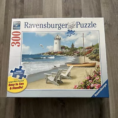 Ravensburger Puzzle 300 Piece Sunlit Shores Beach Lighthouse 27 X20  No. 135356 • $17.59