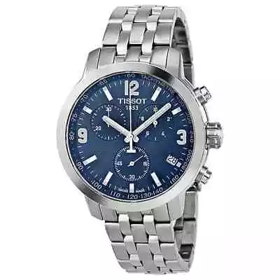 New Tissot PRC 200 Blue Dial Chronograph Steel Men's 43mm Watch T0554171104700 • $289