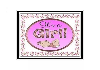 It's A Girl Baby Daughter Birth Congratulations Mum Dad Metal Plaque Sign 2399 • £4.99