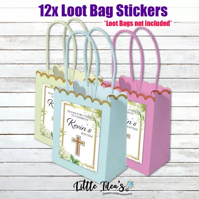 Personalized 12x Loot Bag STICKER ONLY Party Birthday Event BAPTISM • $14.95