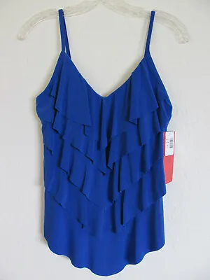 Magicsuit By Miraclesuit Rita Tankini Top-Tiered Front-Delta Blue-Size 8 -NWT  • $32.29