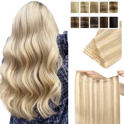 $103.99 • Buy Thick One Piece Secret Wire Headband Clip In Remy Human Hair Extensions US