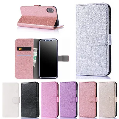 Glitter Leather Flip Wallet Phone Case For Xiaomi Redmi Note 7 8 9 10 K40 X3 M3 • $5.34